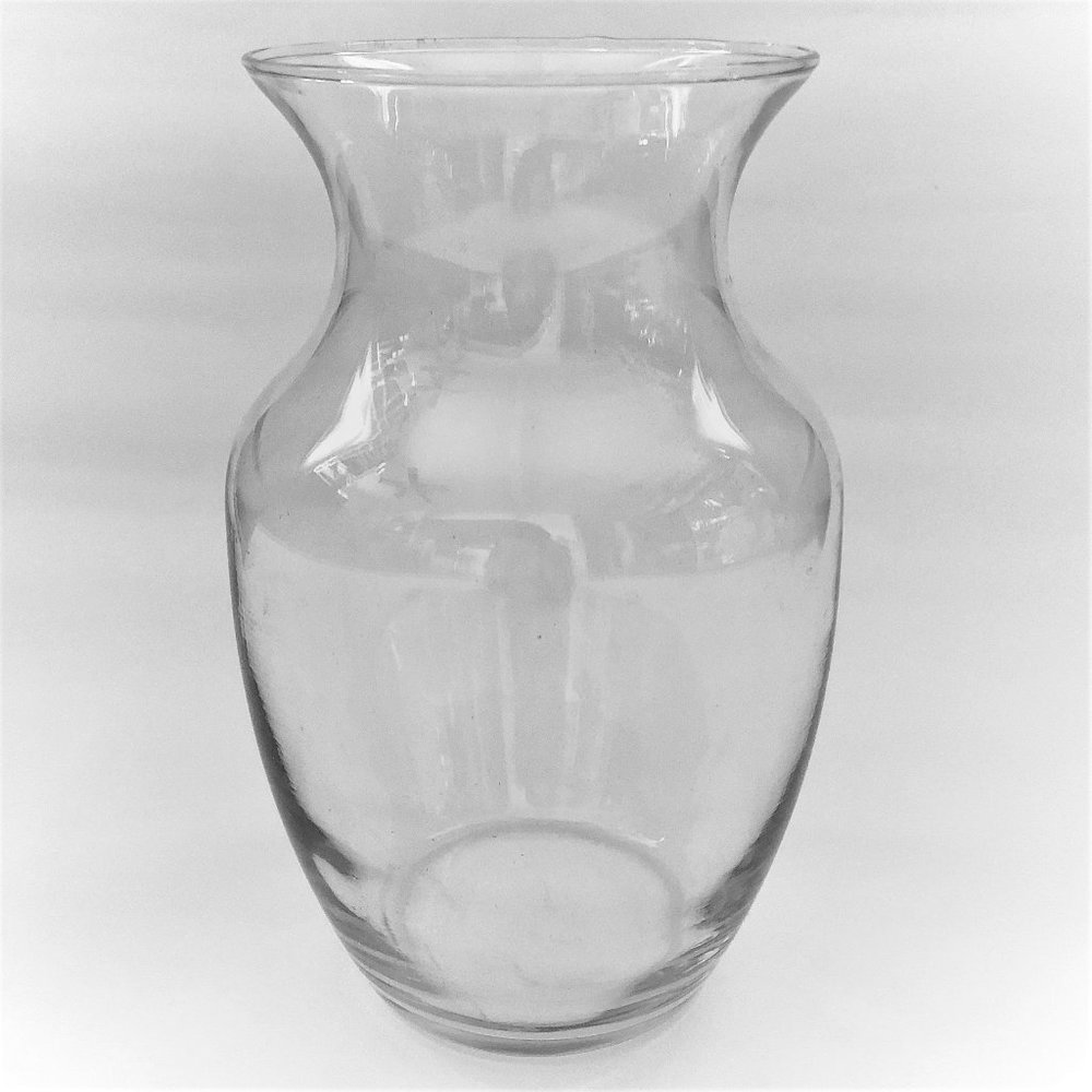euc Glass Vase round clear classic shape